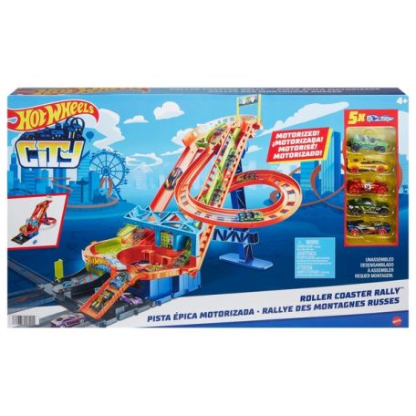 Mattel Hot Wheels hullámvasút motorizált versenypálya, 5db kisautóval (HJV69) - jatekbirodalom